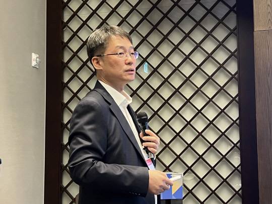 주갑수 엑스게이트 대표가 13일 서울 양재 엘타워에서 열린 기자간담회에서 발언을 하고 있다. 유진아 기자