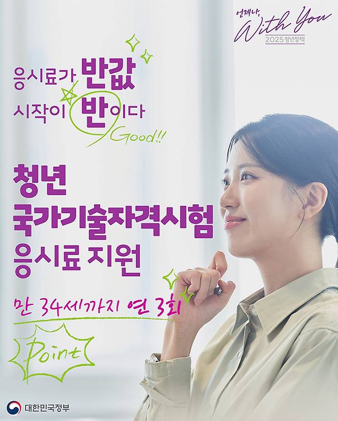 2024년에 이어, 2025년에도 청년 국가기술자격시험 응시료 지원 사업이 운영된다.