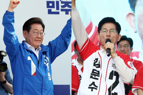 왼쪽부터 이재명 더불어민주당 대선 후보, 김문수 국민의힘 대선 후보. 연합뉴스