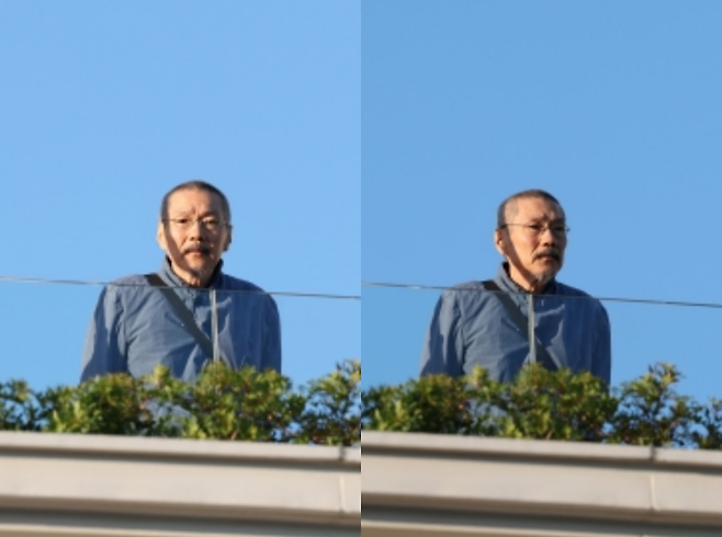 제78회 칸 국제영화제 심사위원을 맡은 홍상수 감독이 현지의 한 호텔 발코니에서 모습을 드러냈다.