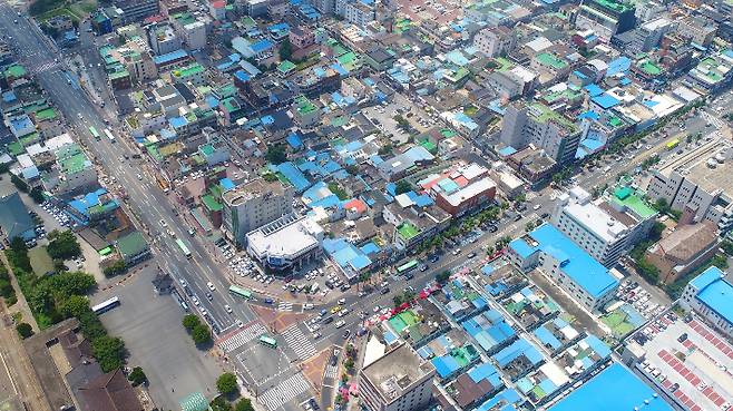 경주시 도심 전경. 성매매집결지인 일명 '적산지대'가 있었다. 독자 제공