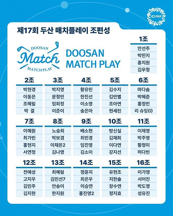 제17회 두산매치플레이 조 편성 결과 [KLPGA 제공. 재판매 및 DB 금지]