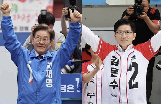 이재명 더불어민주당 대선 후보와 김문수 국민의힘 대선 후보의 선거송 중 일부가 중복된 것으로 나타났다. (사진=연합뉴스)