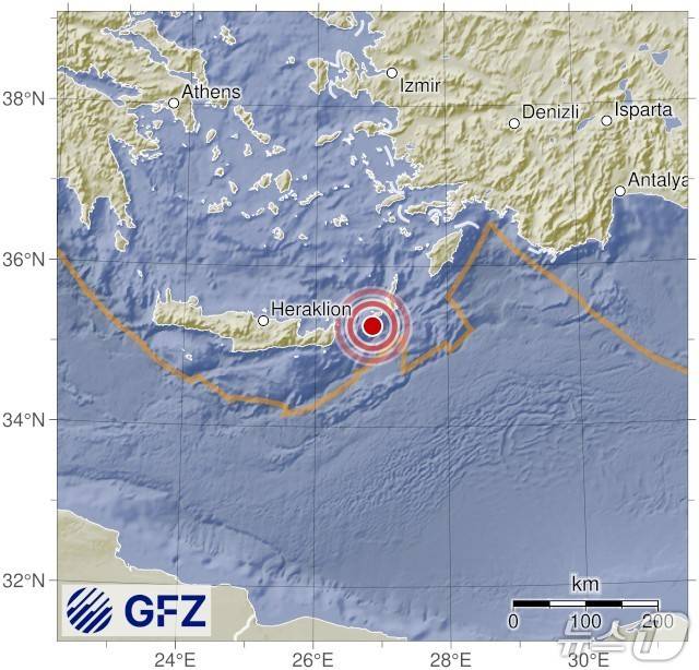 그리스에서 규모 6.1 지진이 발생했다. <출처=독일지구과학연구센터>