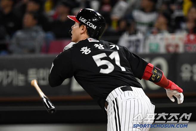 25일 광주 기아챔피언스필드에서 열린 KIA 타이거즈와 LG 트윈스의 경기. LG 홍창기가 타격을 하고 있다. 광주=박재만 기자 pjm@sportschosun.com/2025.04.25/