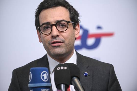 Vice President of the European Commission for Prosperity and Industrial Strategy, Stephane Sejourne, attends the second day of the informal meeting of EU economic and financial ministers and central bank governors meeting organized as part of the Polish presidency of the Council of the European Union at the Polish Army Museum in Warsaw, Poland on April 12. [EPA/YONHAP]