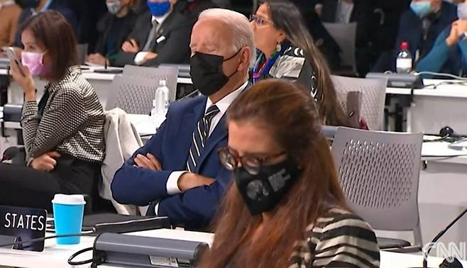 2021년 정상회의 중 조는 모습 목격된 바이든 당시 미국 대통령 [CNN 화면 캡처. 재판매 및 DB 금지]