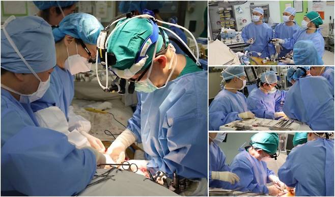 서울아산병원 간이식팀이 4월 30일 4개의 수술방에서 생체 간이식 2건을 동시에 시행하고 있다. 서울아산병원 제공.