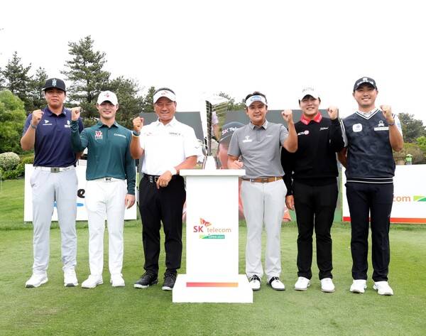 2025년 한국프로골프(KPGA) 투어 SK텔레콤 오픈 대회에 출전하는 장유빈, 배용준, 최경주, 박상현, 김민규, 조우영 프로. 사진제공=KPGA