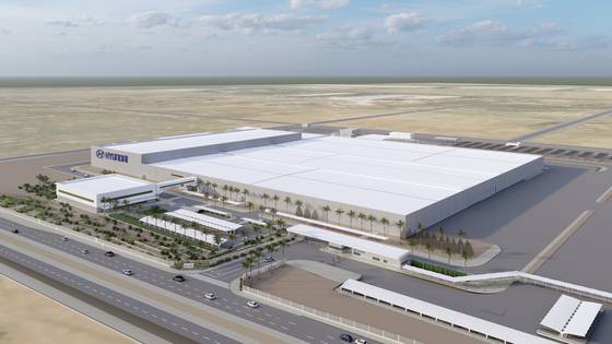 A new Hyundai Motor Manufacturing Middle East factory in the King Salman Automotive Cluster within King Abdullah Economic City (KAEC) is seen on Wednesday. [HYUNDAI MOTOR]