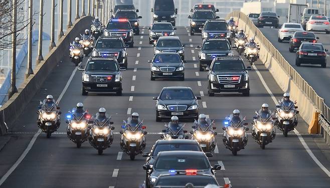 정상 방한시  대통령경호처 경호 모터케이드 모습 (예시) [대통령경호처]