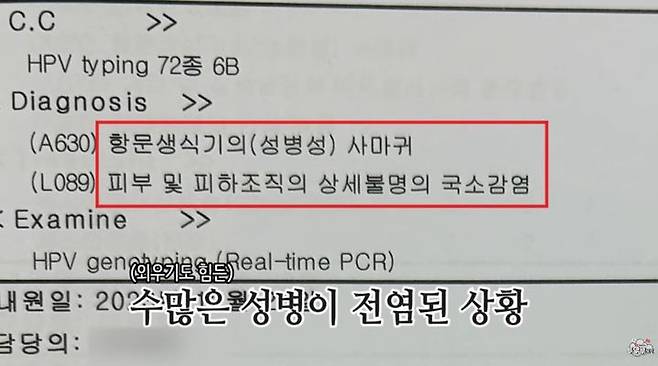 [서울=뉴시스] 베트남 아내의 성병 진단서. (출처=유튜브 '투우부부') 2025.05.15. photo@newsis.com *재판매 및 DB 금지