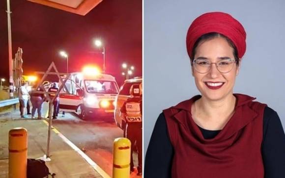 14일(현지시간) 밤 요르단강 서안 북부에서 출산을 위해 분만실로 향하던 이스라엘 임산부 체엘라 게즈(30대·오른쪽)가 팔레스타인 테러리스트의 총격에 사망했다. 왼쪽은 사건 현장. 2025.5.15 이스라엘 응급구조기관 마겐다비드아돔(MDA)/페이스북