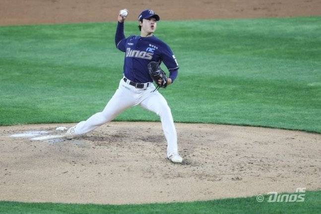 NC 목지훈이 데뷔 첫 승을 올린 7일 수원 KT전에서 역투하고 있다. 사진제공|NC 다이노스