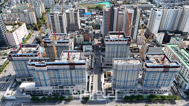 2022년 1월 26일 광주 서구 화정아이파크 붕괴 사고 이후 광주 센티니얼 아이파크로 재시공된 현장 모습. (사진=HDC현산)