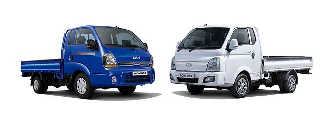 LPG 1톤 트럭 기아 봉고3(왼쪽)와 현대차 포터2(오른쪽) / 대한LPG협회 제공