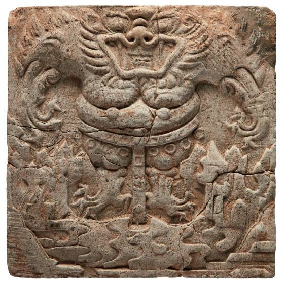 전시유물, 산수도깨비무늬 벽돌.   봉화군 제공