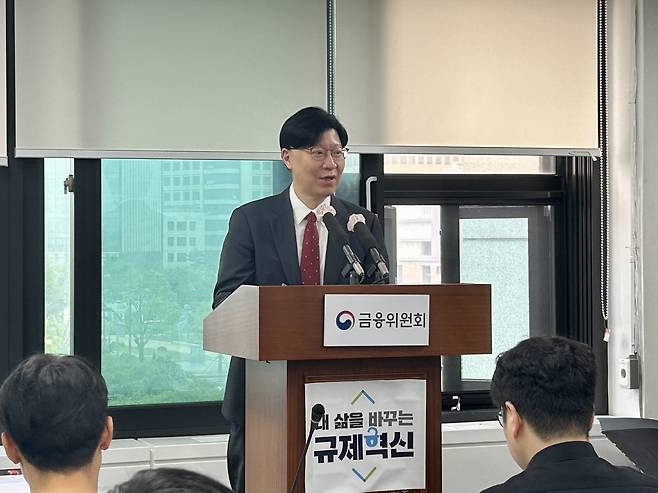 김소영 금융위원회 부위원장이 16일 정부서울청사 기자실에서 퇴임인사를 하고 있다. 김은희 기자