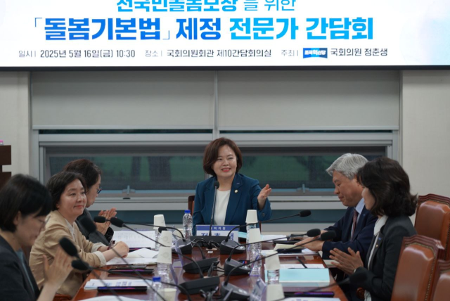 정춘생 조국혁신당 의원이 16일 국회에서 열린 ‘돌봄기본법 제정 전문가 간담회’에서 발언하고 있다. 사진제공=정춘생 의원실