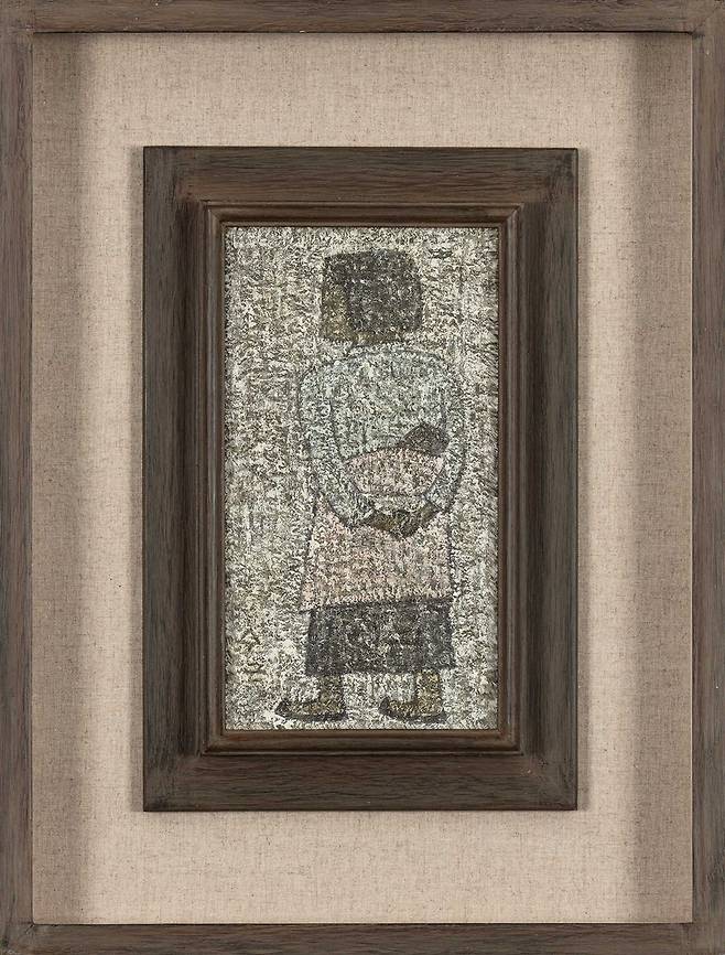 박수근, 아기 업은 소녀, 1964, 메소나이트에 유채, 29.3×16.1cm[케이옥션 제공. 재판매 및 DB 금지]