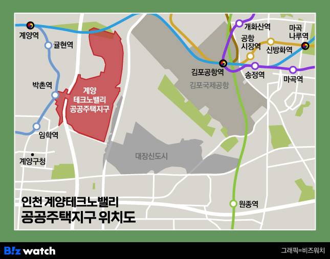 인천 계양테크노밸리(계양TV) 공공주택지구 위치도./그래픽=비즈워치