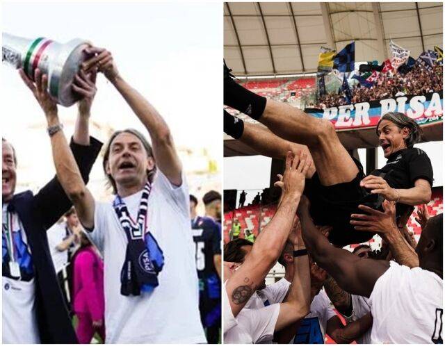 이탈리아 유명 관광지인 피사를 연고지로 하는 축구팀이 34년만에 세리에 A로 승격했다. 미남 감독인 인자기가 환호하고 있다./피사 SC 홈피