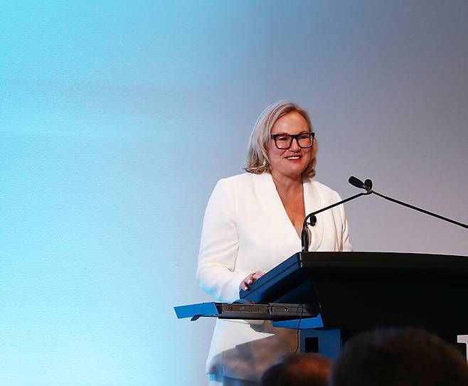 개막식 기자간담회에서 오스트레일리아 여행산업의 비전에 대해 설명하는 필리파 해리슨 오스트레일리아관광청장. 박미향 기자