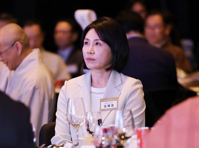 ‘중앙신도회 창립70주년 기념식’에서 이재명 더불어민주당 대선 후보의 부인 김혜경 씨. 사진=이솔 한국경제신문 기자