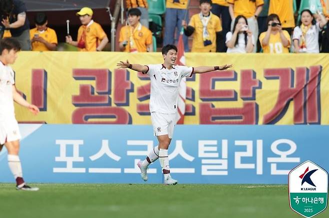 [서울=뉴시스]K리그1 광주 박인혁 결승골. (사진=한국프로축구연맹 제공)