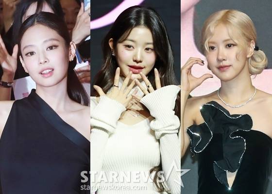 블랙핑크 제니, 아이브 장원영, 블랙핑크 로제(왼쪽부터) /사진=스타뉴스