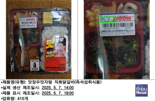 식품제조·가공업체 '(주)현대푸드시스템(전남 장성군 소재)'가 즉석섭취식품인 도시락, 샌드위치, 햄버거의 제조시간을 거짓으로 표시해 적발됐다. ⓒ식품의약품안전처