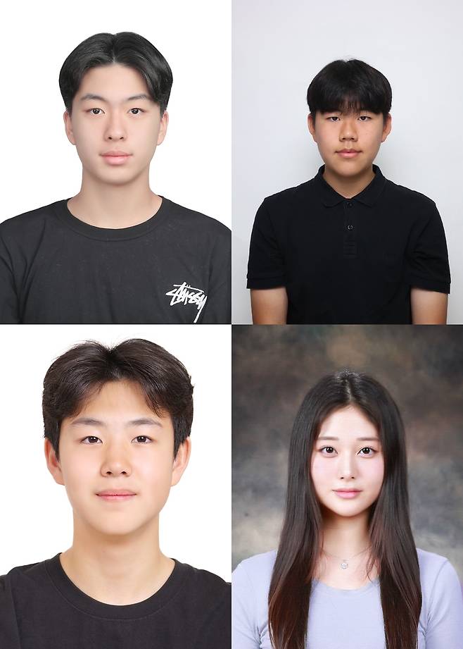 왼쪽 위부터 시계 방향으로 김민준·박주영·이윤하·정무건 학생. 이들은 올해 국제과학기술경진대회 한국 대표단 수상자들이다.(과학기술정보통신부 제공)