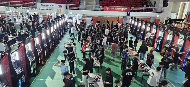 2025 퍼펙트코리아 3차 대회와 피닉스컵 2차 대회가 열린  대구한의대 기린체육관 전경. (사진제공=대한다트협회)