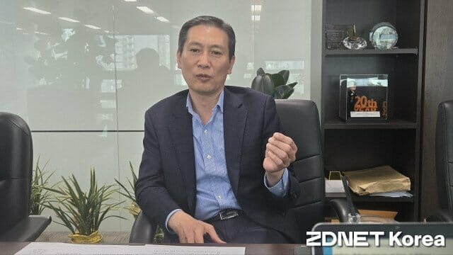송상엽 대표가 회사 현황과 비전을 설명하고  있다. (사진=방은주 기자)