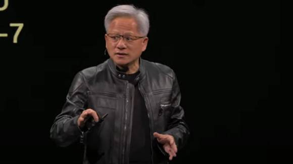 젠슨 황 엔비디아 최고경영자(CEO)가 19일 '컴퓨텍스 2025' 공식개막 전 기조연설을 하고 있다. [사진=엔비디아 유튜브 캡처]