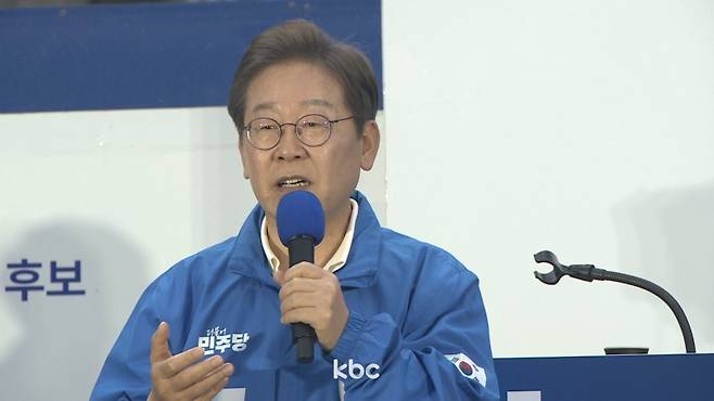 ▲ 목포에서 유세하는 더불어민주당 이재명 대선 후보