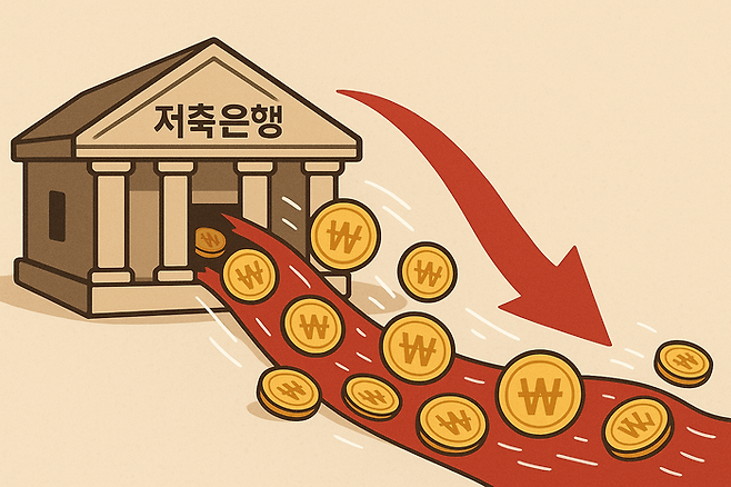 저축은행에서 예금이 빠져나가는 모습을 AI가 그린 이미지 <사진=챗GPT·달리3>
