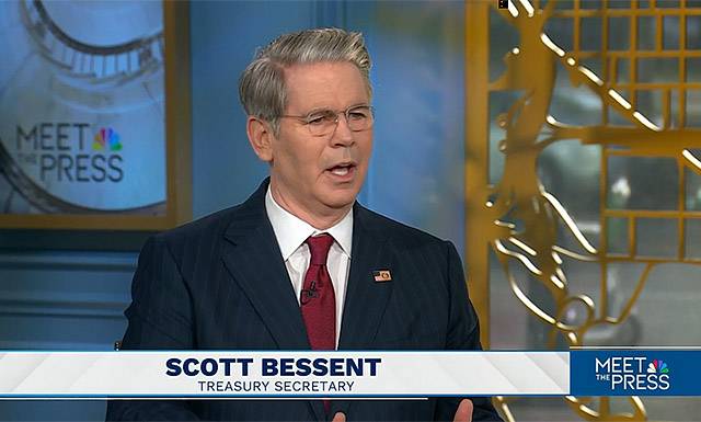 ▲ 18일(현지시간) 스콧 베센트 미 재무장관이 미국 방송 NBC의 <미트더프레스>(Meet The press)에 출연했다. ⓒNBC 방송 갈무리