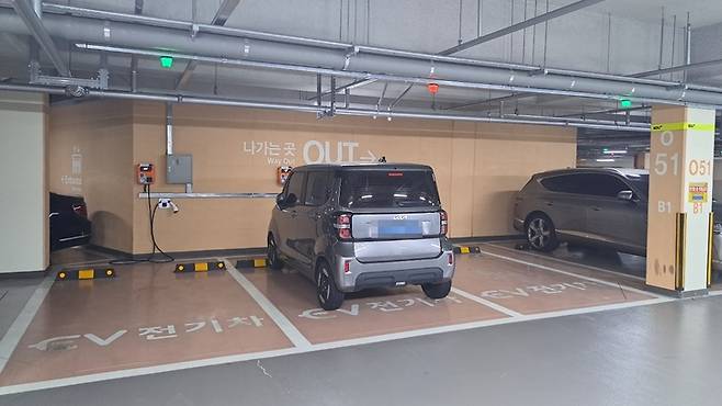 울산의 한 아파트 지하주차장 친환경자동차 전용 주차공간.