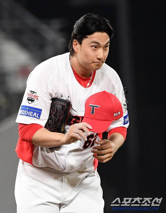 KIA 타이거즈 구단 역대 최다 세이브 기록을 달성한 정해영. 광주=박재만 기자 pjm@sportschosun.com/2025.04.03/