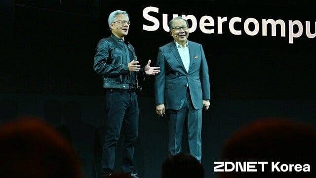 젠슨 황 CEO는 ”NV링크 퓨전 기술은 한 패키지 안에 두 반도체를 담는 것이 차별화 포인트”라고 설명했다. (사진=지디넷코리아)