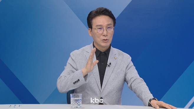 ▲ 20일 KBC '여의도초대석'에 출연한 김민석 선대위원장