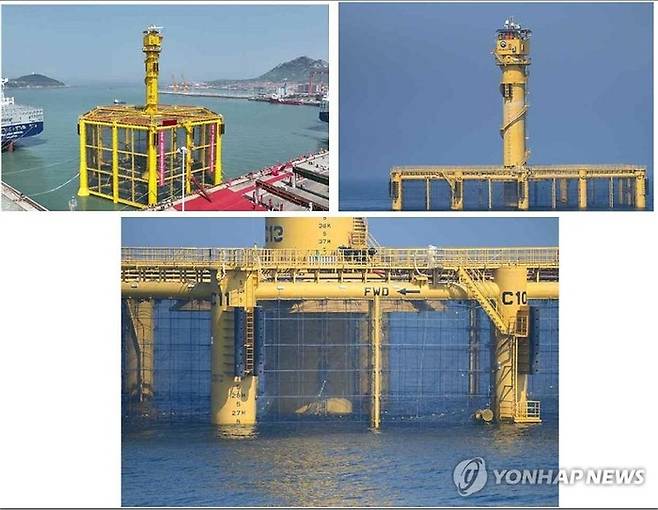 한중 양국 200해리 배타적경제수역(EEZ)이 겹치는 서해 잠정조치수역에 최근 중국이 일방적으로 설치해놓은 구조물 ‘선란2호’ 모습. [연합뉴스]