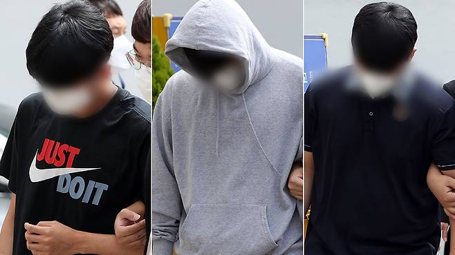가해학생 중 3명이 영장실질심사에 출석하고 있다. [연합]