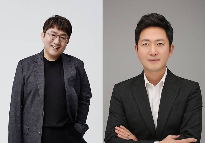 사진=왼쪽부터 방시혁 하이브 의장, 이재상 하이브 대표/하이브 제공