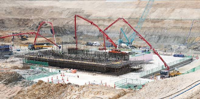 신한울3호기 원자로건물 최초 콘크리트 타설 모습.&nbsp;