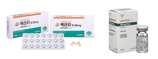 유한양행 '렉라자'(왼쪽)와 한국얀센 '리브리반트' 제품 사진. 사진 제공=각 사