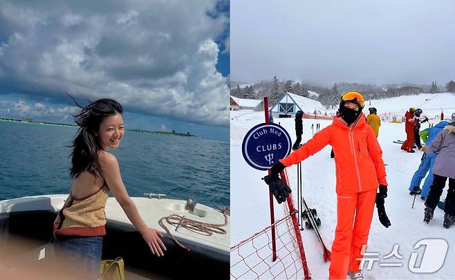 배우 고아성(왼쪽)과 공효진이 클럽메드를 찾은 모습.(고아성·공효진 SNS 캡처)