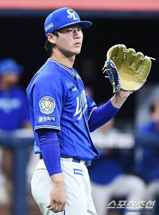 20일 서울 고척스카이돔에서 열린 삼성-키움전. 9회말 동점을 허용한 이호성.  고척=정재근 기자 cjg@sportschosun.com/2025.5.20/