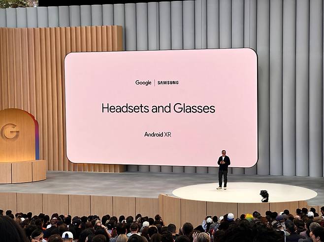 Google announces an expanded partnership with Samsung, extending from headsets to smart glasses, during Google I/O on May 20, 2025. /Oh Rora